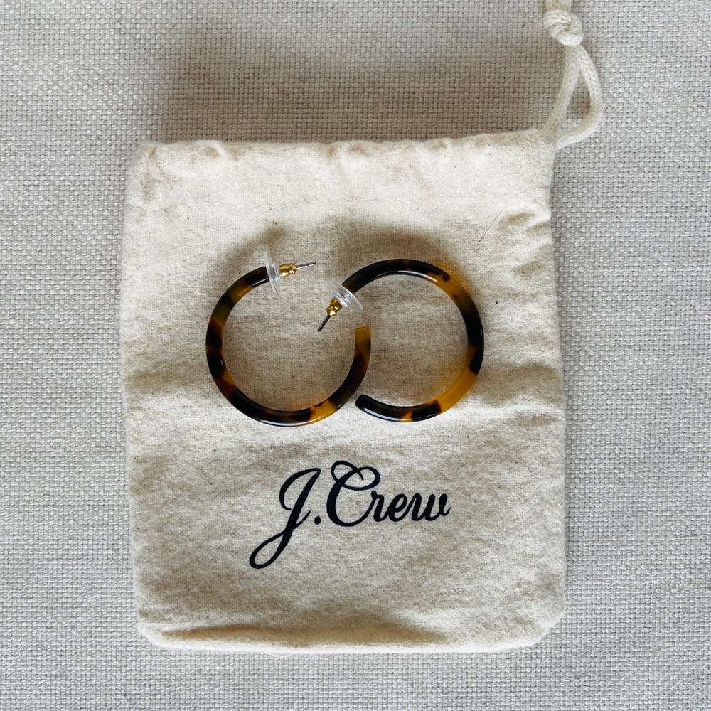 J.CREW Mini Tortoise Lucite Tube Hoop Earrings